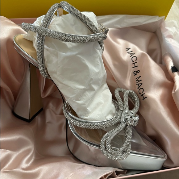 New Mach & Mach double bow platform pumps clear size 40.5 - Picture 3 of 11
